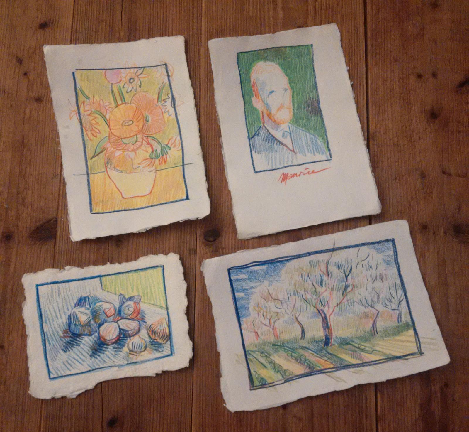 Dit tekende Maurice van Tilburg dus in het Van Gogh Museum. Tijdens de fotosessie met Jeroen Poortvliet Dit tekende Maurice van Tilburg dus in het Van Gogh Museum. Tijdens de fotosessie met Jeroen Poortvliet