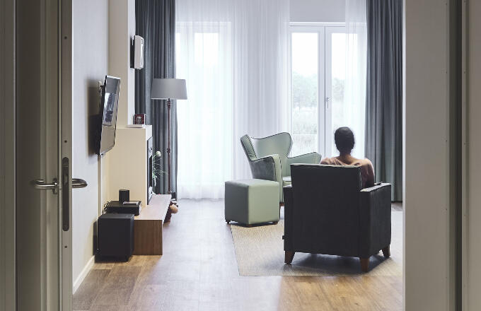 Op het oog niets bijzonders te zien, maar bewoners kunnen deuren zelf openen met een tag Op het oog niets bijzonders te zien, maar bewoners kunnen deuren zelf openen met een tag